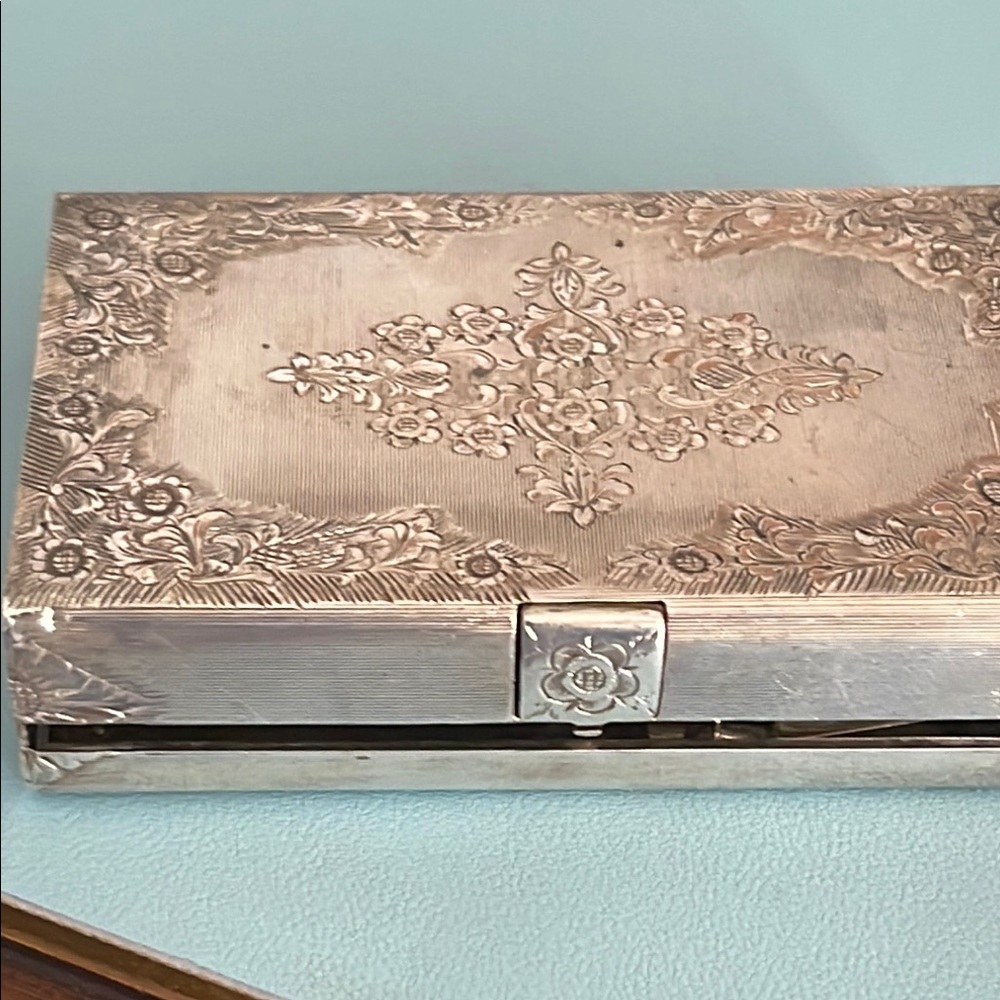 Roma Solid Sterling Silver Compact Case With Orna… - image 8